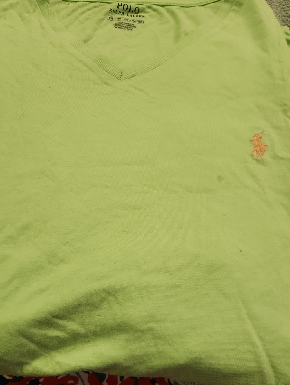 Polo by Ralph Lauren V-Neck Polo - Lime Green with Pink Pony XXL